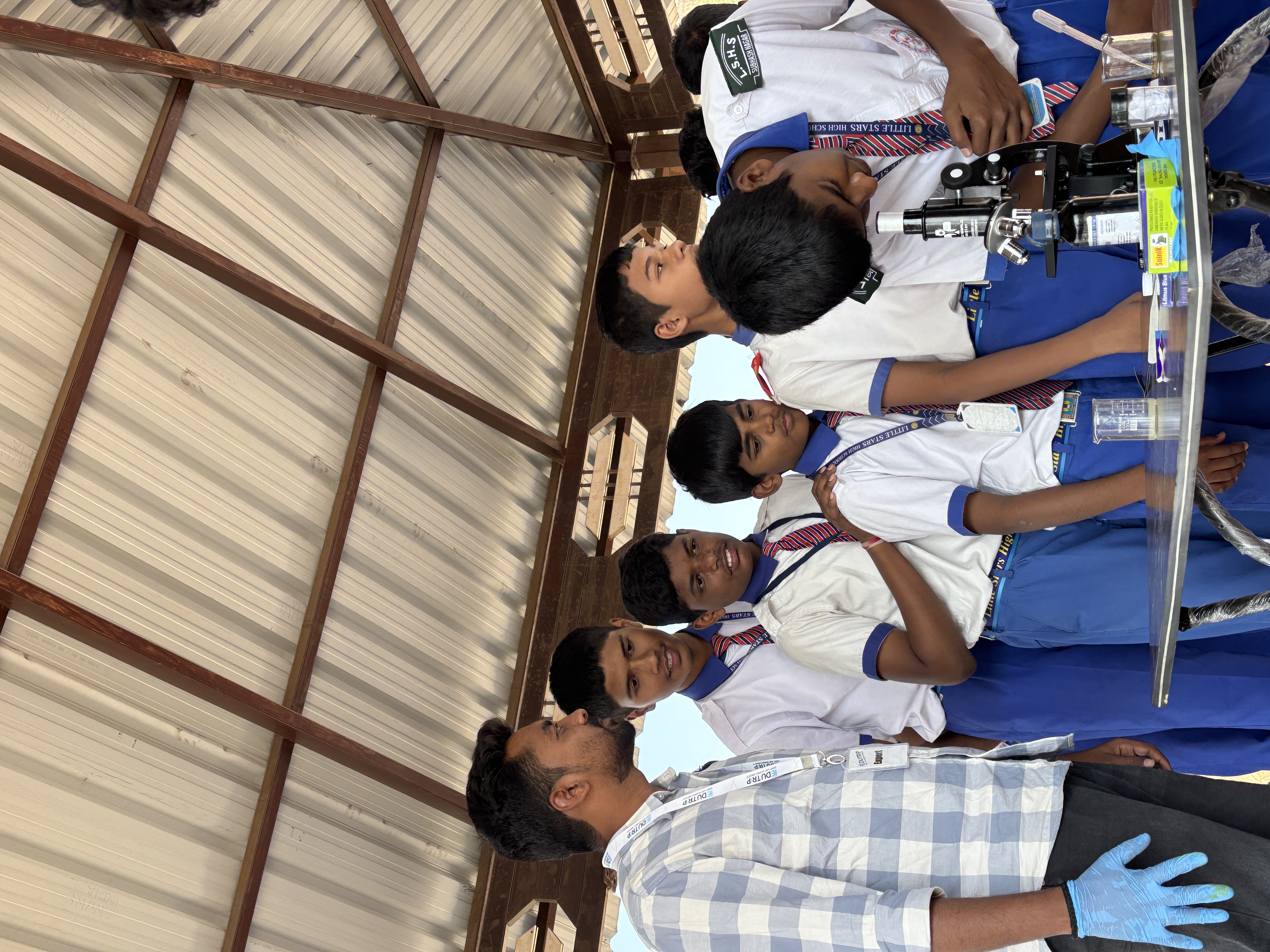 Students collaborating during a trip